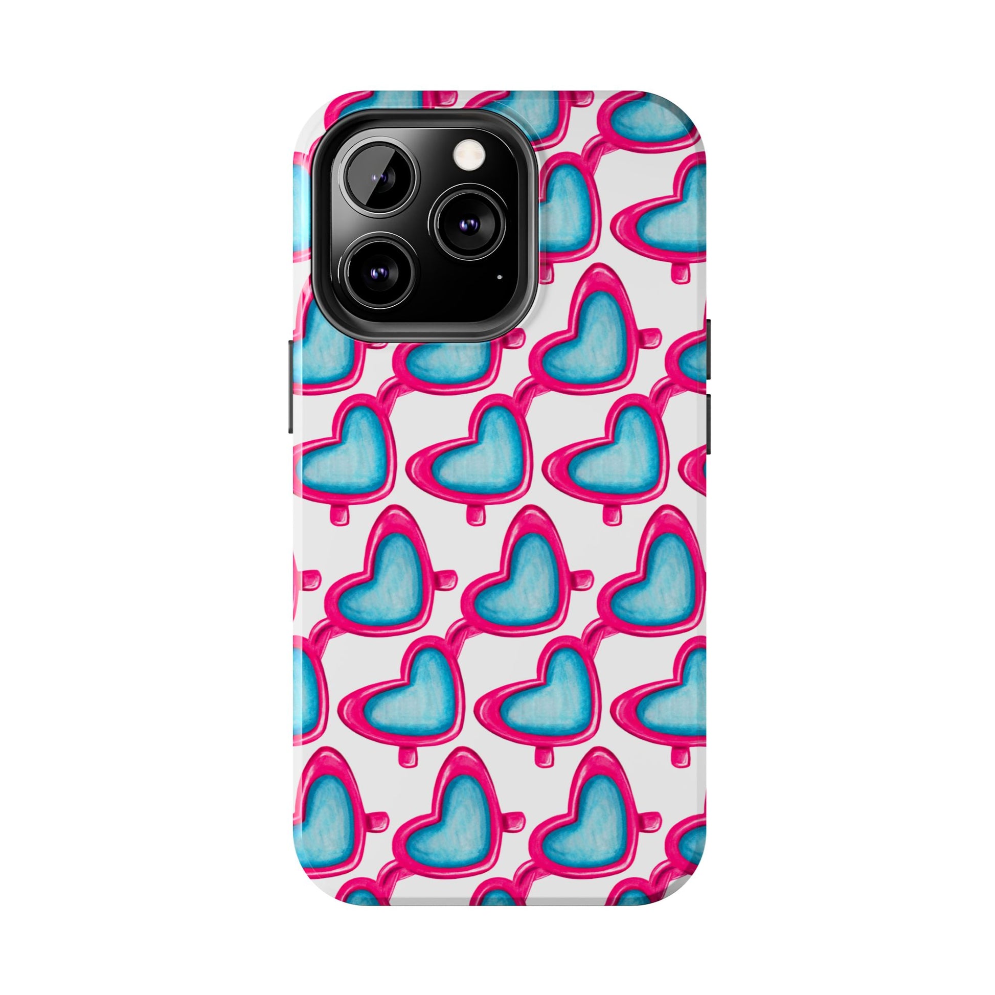 Pink Heart Shaped Sunglasses Watercolor Illustrated Tough Phone Case | Various Models