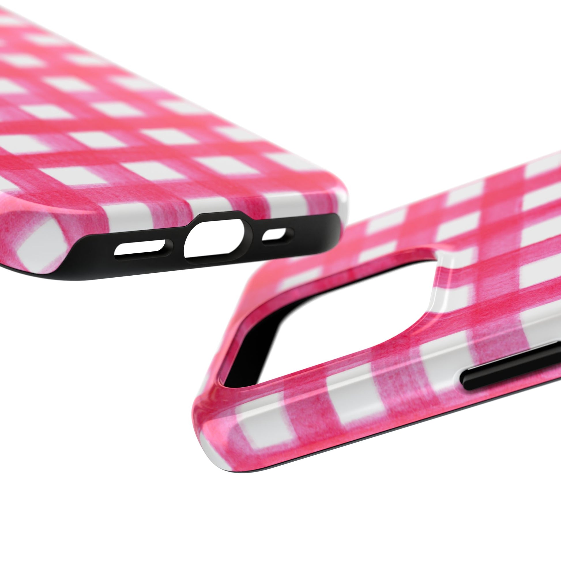 Hot Pink Gingham Watercolor Preppy Tough Phone Case | Various models
