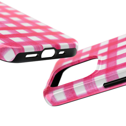 Hot Pink Gingham Watercolor Preppy Tough Phone Case | Various models