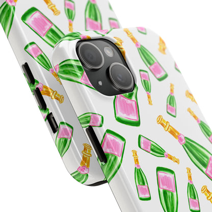Copy of Tossed Pink and Green Watercolor Illustrated Champagne Bottles Pattern Tough Phone Case | Various Models