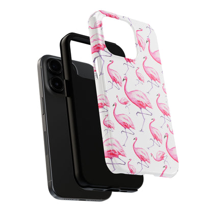 Hot Pink Flamingos Watercolor Illustrated Tossed Pattern Phone Case | Various Models