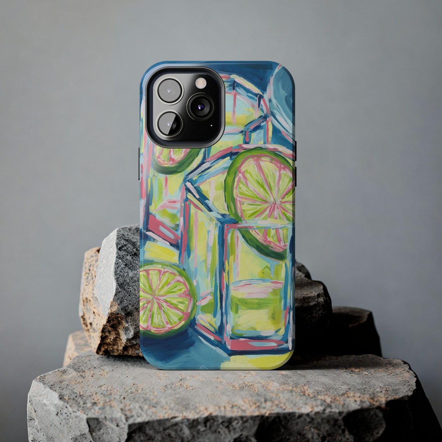 Pink Lime Green Yellow Margaritas Acrylic Tough Phone Case | Various Models Available