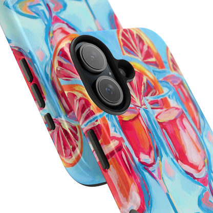 Pink Blood Orange Mimosas Blue Champagne Flute Acrylic Tough Phone Case | Various Models Available