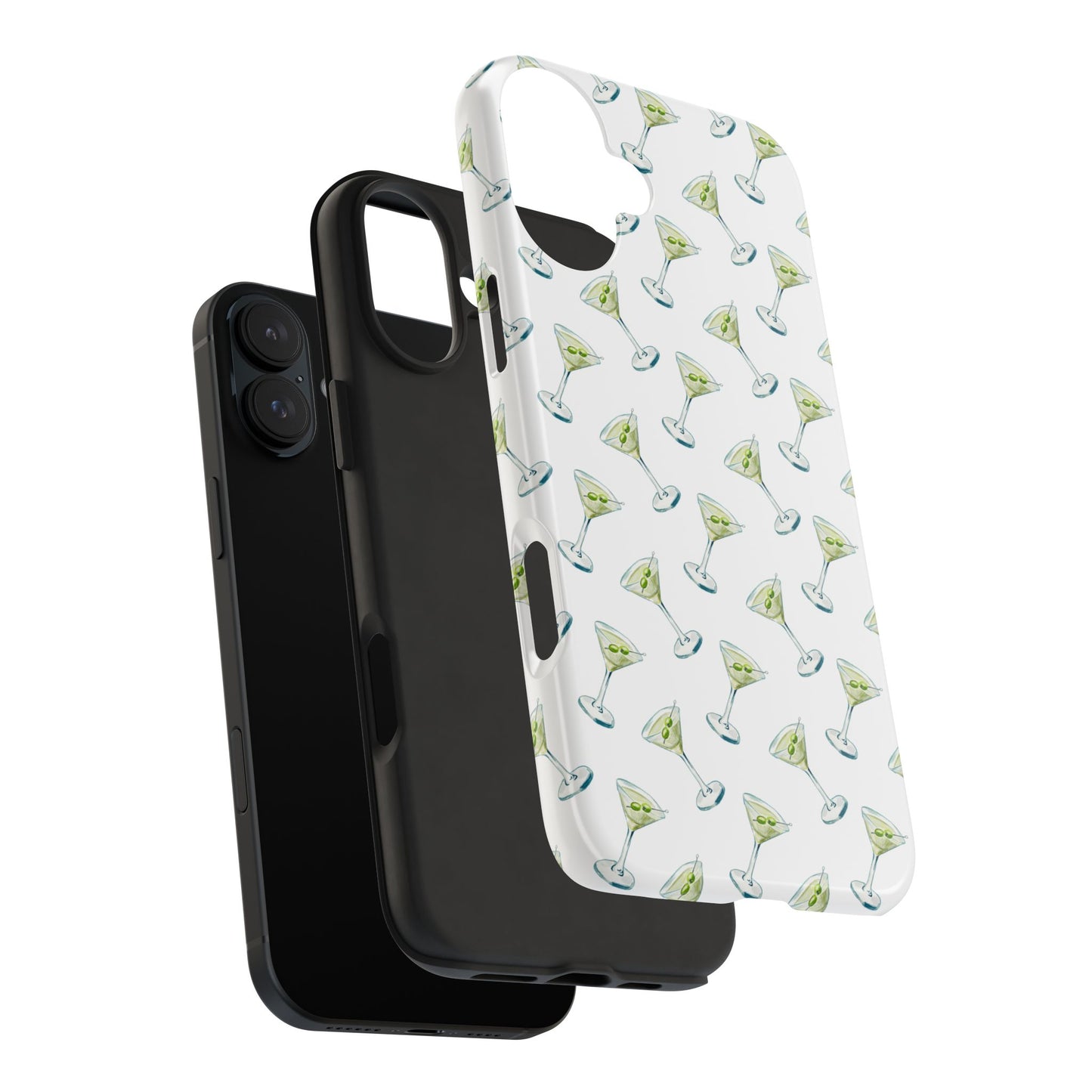 Martini Watercolor Illustrated Tossed Pattern Tough Phone Case | Various Models Available