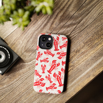 Watercolor Red Lobster Coastal Illustrated Patterned Tough Phone Case | Various Models
