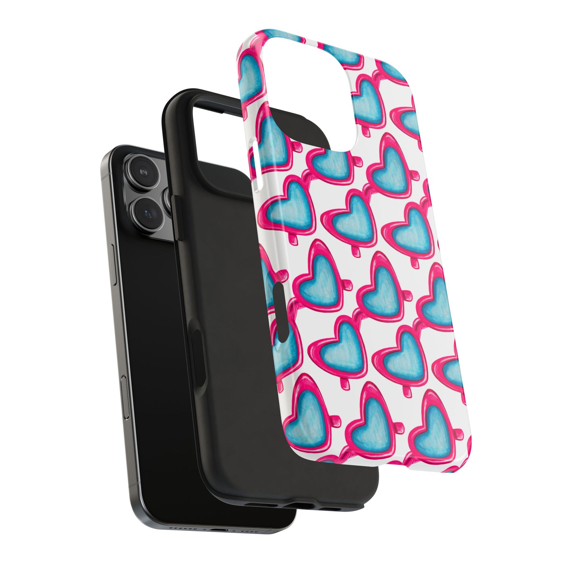 Pink Heart Shaped Sunglasses Watercolor Illustrated Tough Phone Case | Various Models