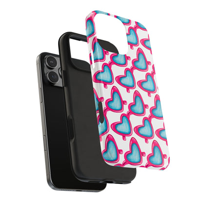 Pink Heart Shaped Sunglasses Watercolor Illustrated Tough Phone Case | Various Models