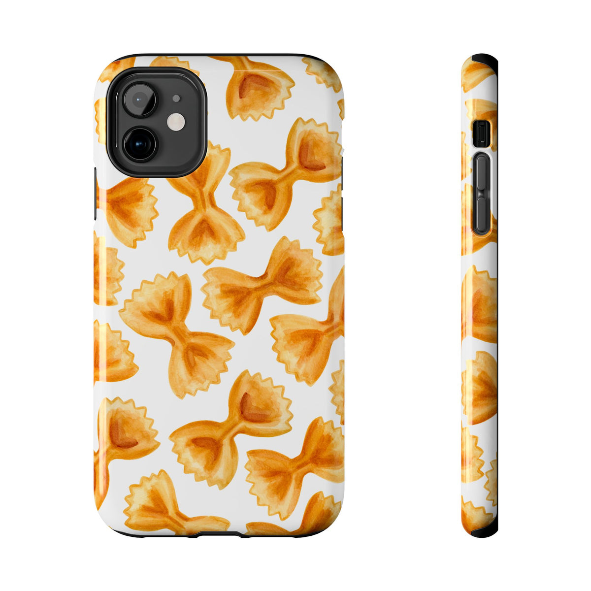 Tossed Farfalle Bow Tie Pasta Watercolor Illustrated White Tough Phone Case | Various Models iPhone 11