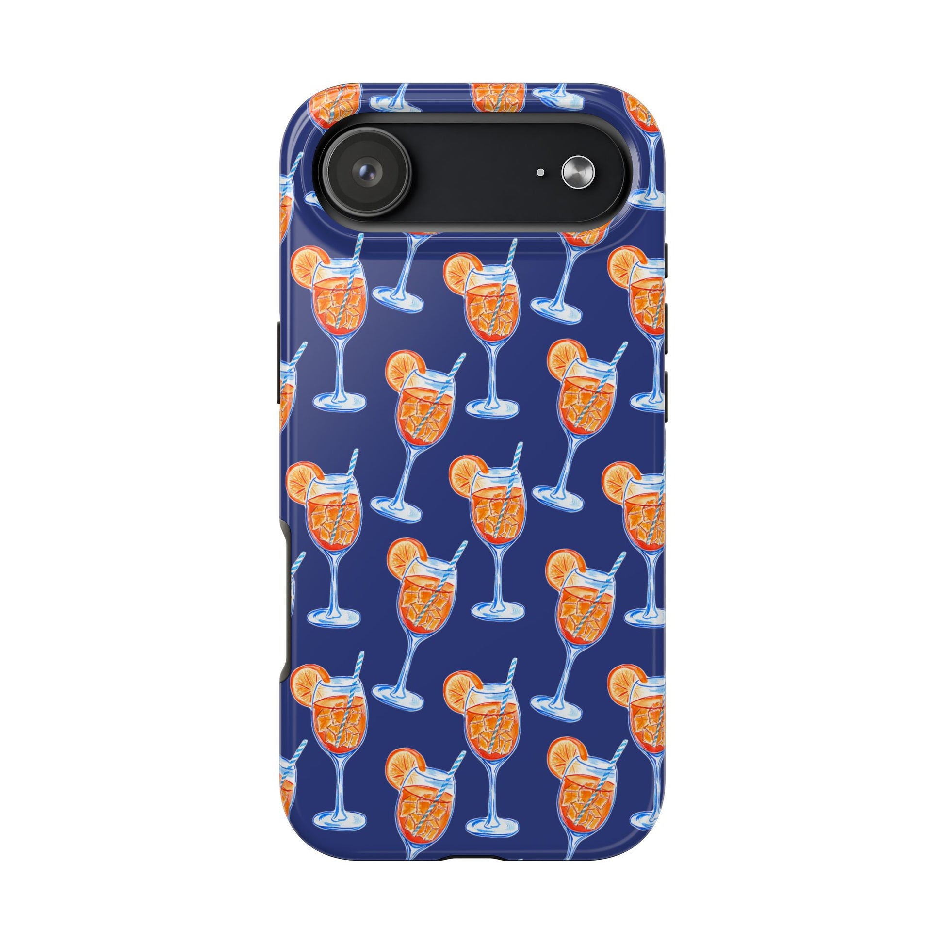 Orange & Blue Aperol Spritz Watercolor Pattern Navy Tough Case | Various Models iPhone 17 Air