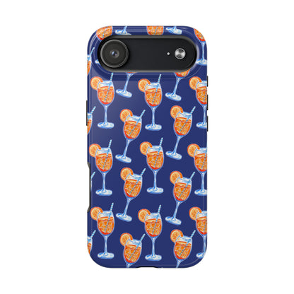 Orange & Blue Aperol Spritz Watercolor Pattern Navy Tough Case | Various Models iPhone 17 Air