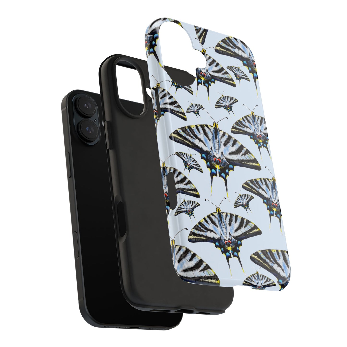 Light Blue Swallowtail Butterflies Watercolor Illustrated Pale Blue Tough Phone Case | Various Models