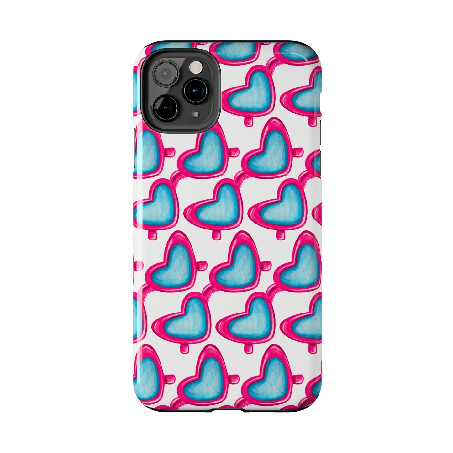 Pink Heart Shaped Sunglasses Watercolor Illustrated Tough Phone Case | Various Models