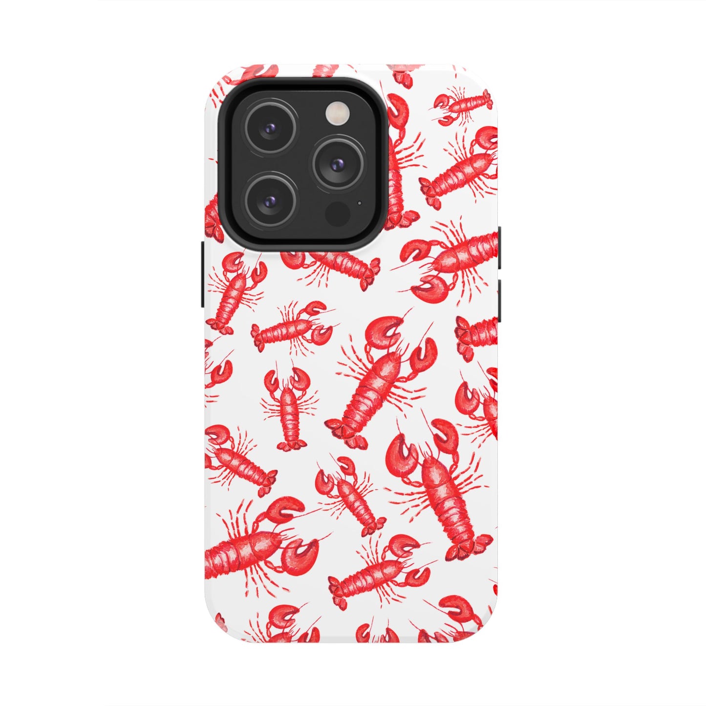 Watercolor Red Lobster Coastal Illustrated Patterned Tough Phone Case | Various Models