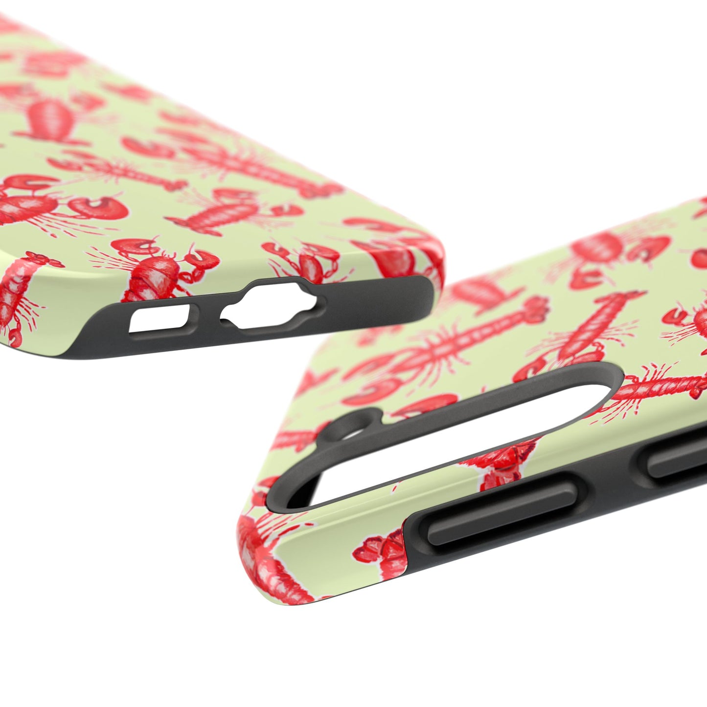Red Lobster Watercolor Illustrated Tossed Pattern Light Yellow Tough Phone Case | Various Models