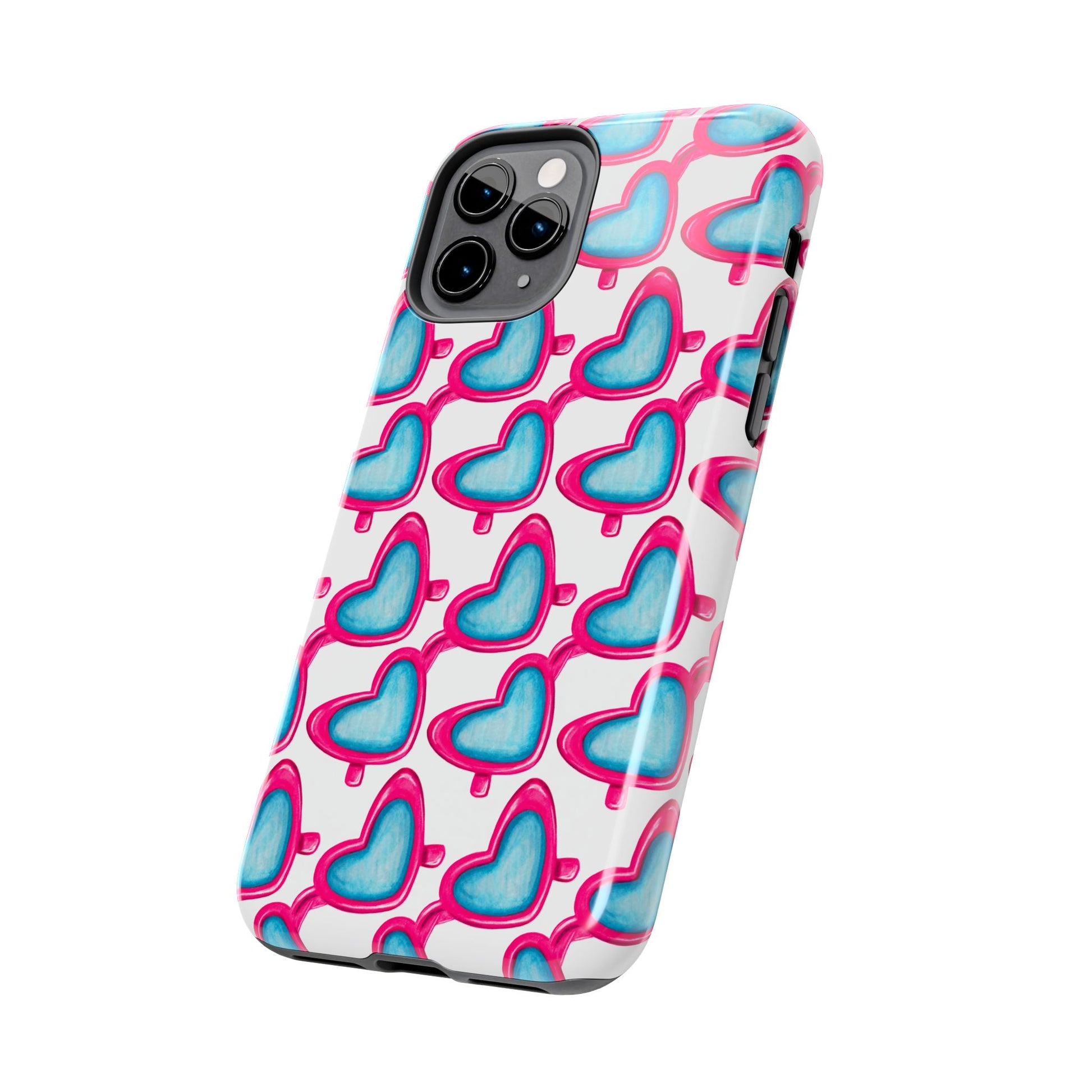 Pink Heart Shaped Sunglasses Watercolor Illustrated Tough Phone Case | Various Models