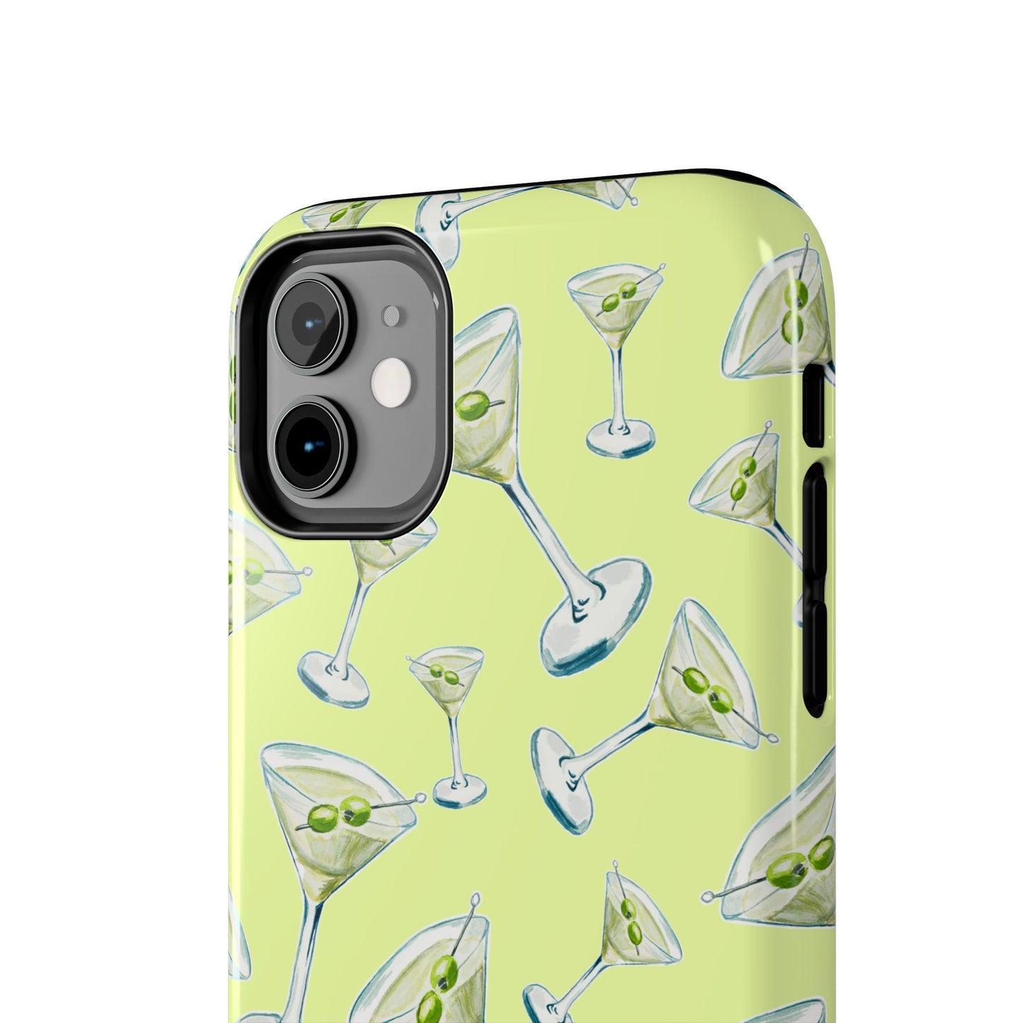 Watercolor Blue and Green Martinis Tossed Illustrated Pattern Yellow Tough Phone Case | Various Models
