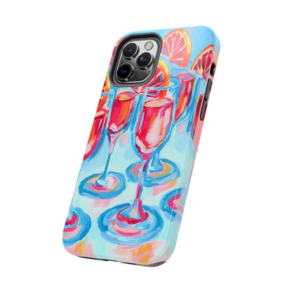 Pink Blood Orange Mimosas Blue Champagne Flute Acrylic Tough Phone Case | Various Models Available