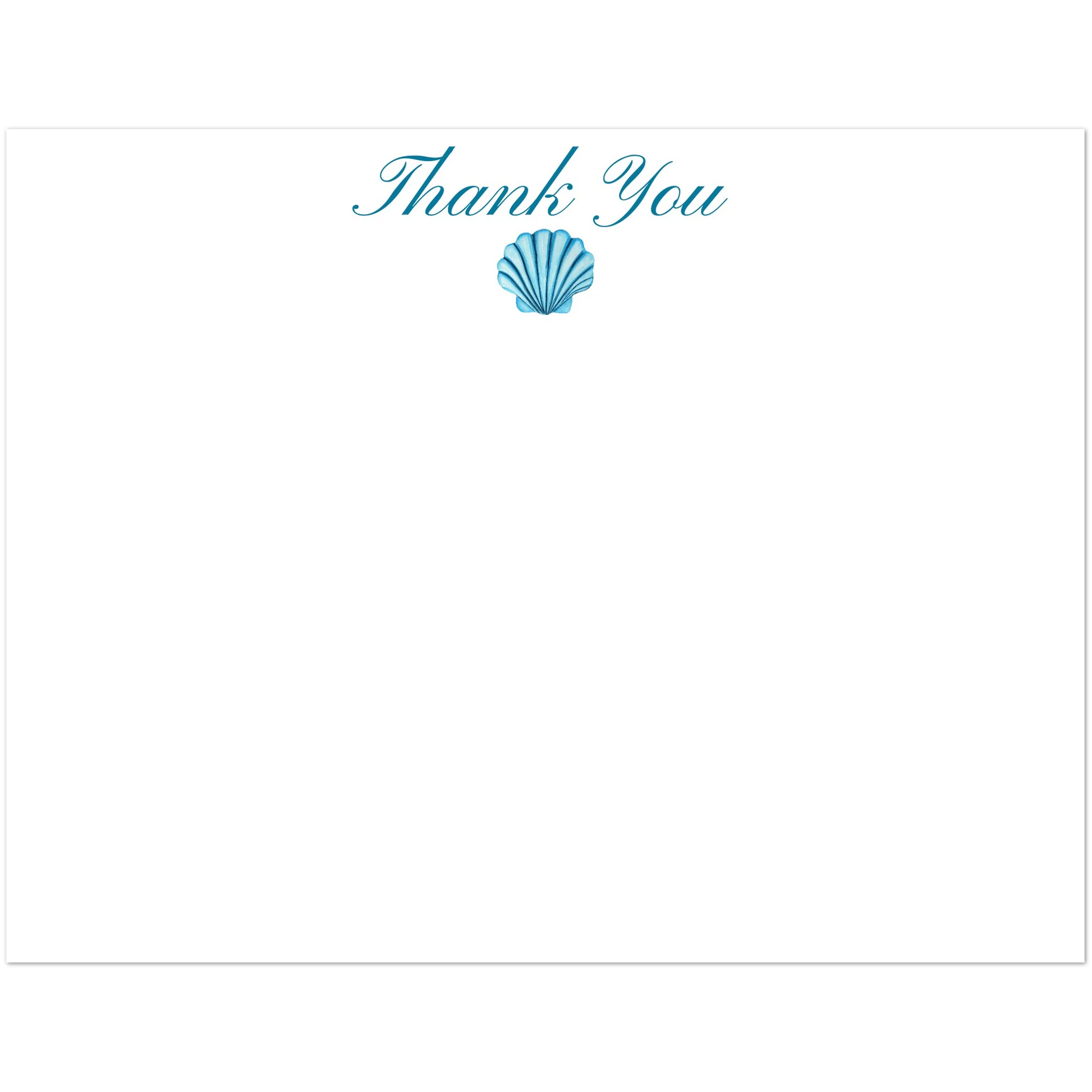 Personalized Blue or Turquoise Sea Shell Watercolor Illustrated Flat Notecards | Set of 10 Cards & Envelopes | 2 Sizes 4.25x5.5″ (SM) Turquoise