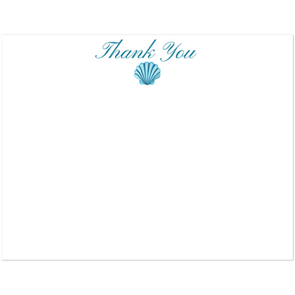 Personalized Blue or Turquoise Sea Shell Watercolor Illustrated Flat Notecards | Set of 10 Cards & Envelopes | 2 Sizes 4.25x5.5″ (SM) Turquoise