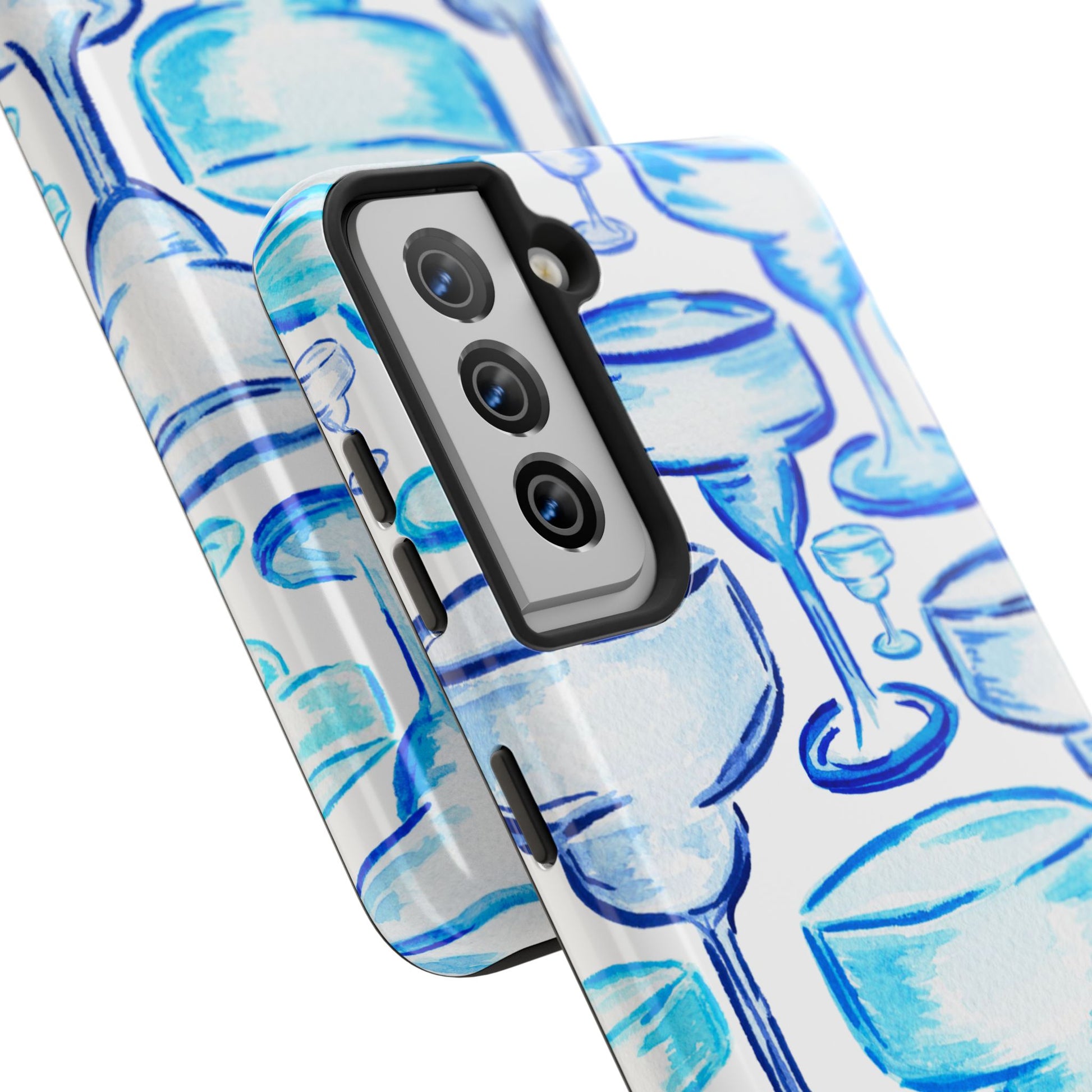 Coastal Shades of Blue Watercolor Margaritas Tough Phone Case | Various Models Available