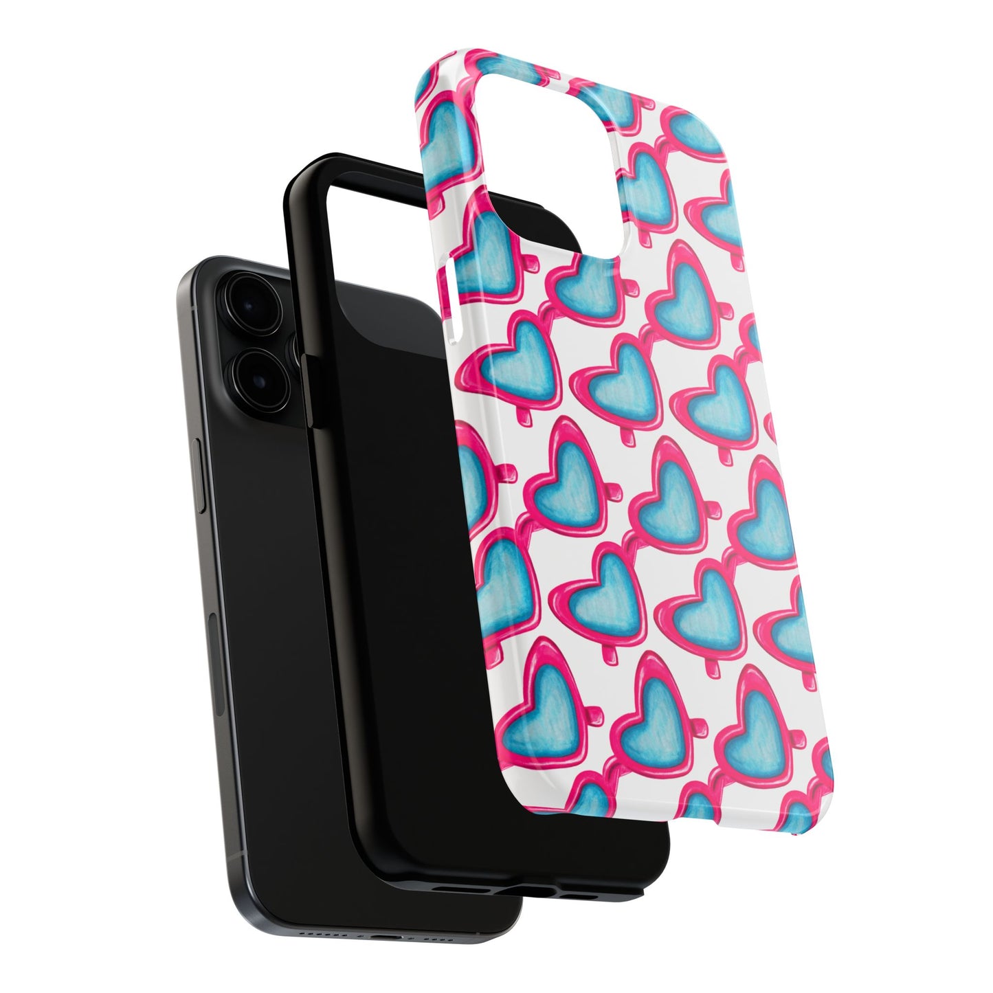 Pink Heart Shaped Sunglasses Watercolor Illustrated Tough Phone Case | Various Models