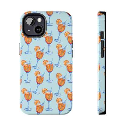 Orange & Blue Aperol Spritz Watercolor Pattern Turquoise Phone Case | Various Models iPhone 13