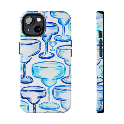 Coastal Shades of Blue Watercolor Margaritas Tough Phone Case | Various Models Available iPhone 13