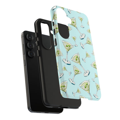 Watercolor Blue and Green Martinis Tossed Illustrated Pattern Turquoise Blue Tough Phone Case | Various Models
