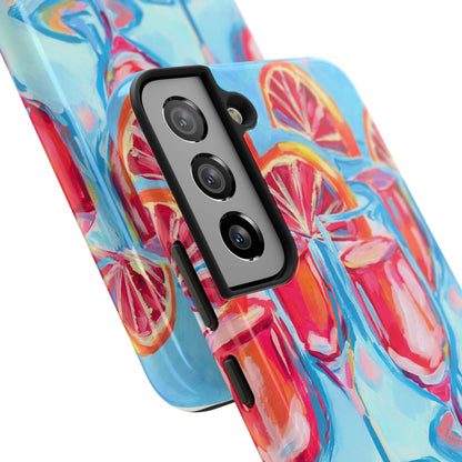 Pink Blood Orange Mimosas Blue Champagne Flute Acrylic Tough Phone Case | Various Models Available
