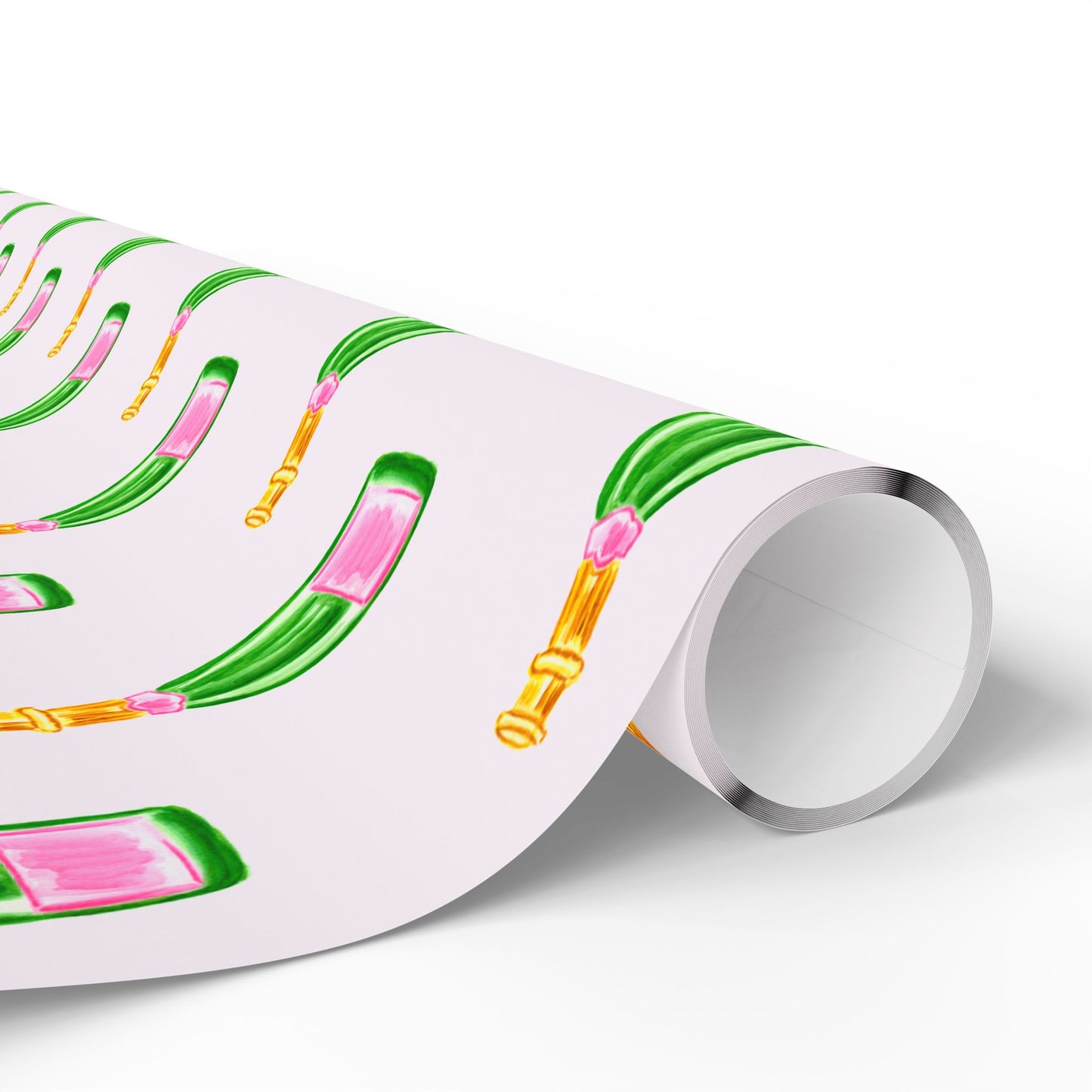 Gift Wrap | Blush Pink & Green Watercolor Champagne Bottles Pattern | Matte or Glossy