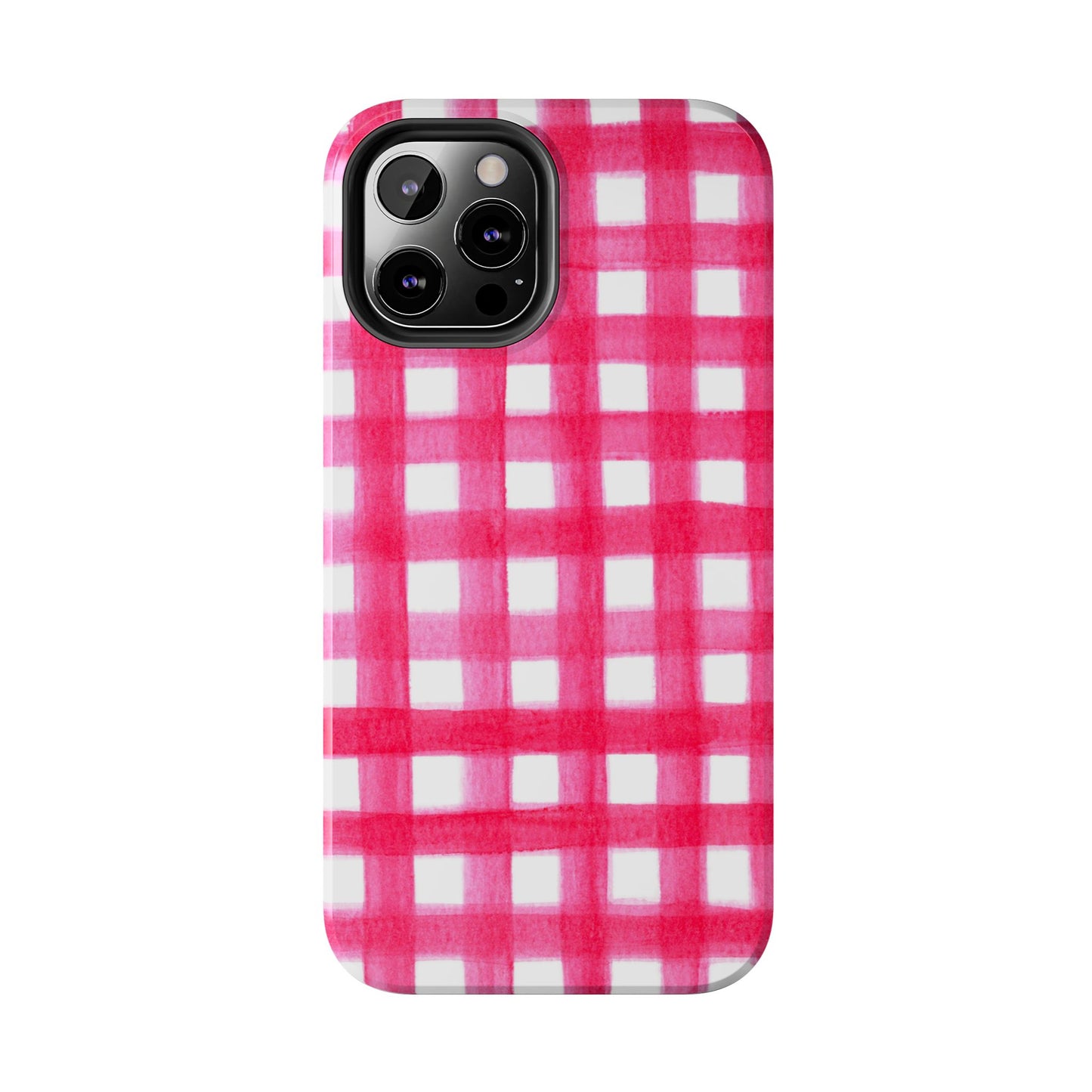 Hot Pink Gingham Watercolor Preppy Tough Phone Case | Various models