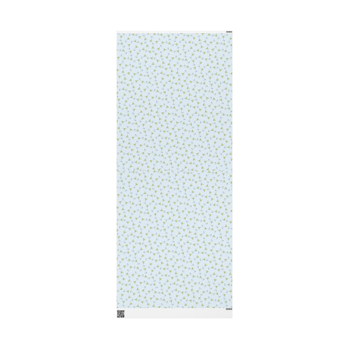 Gift Wrap| Mini Pale Blue Watercolor Martini Tossed Pattern | Matte or Glossy 30" x 72" Matte
