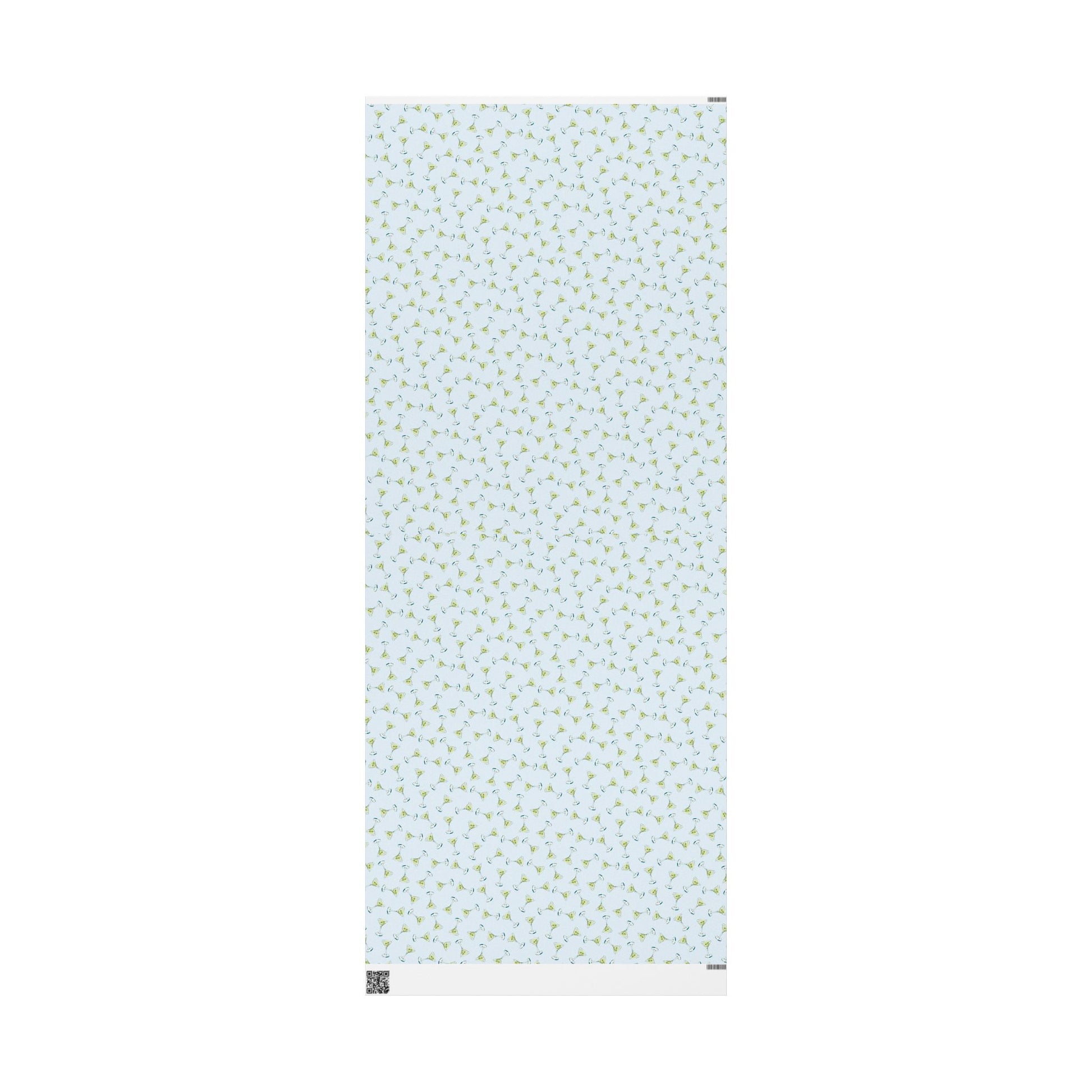 Gift Wrap| Mini Pale Blue Watercolor Martini Tossed Pattern | Matte or Glossy 30" x 72" Matte