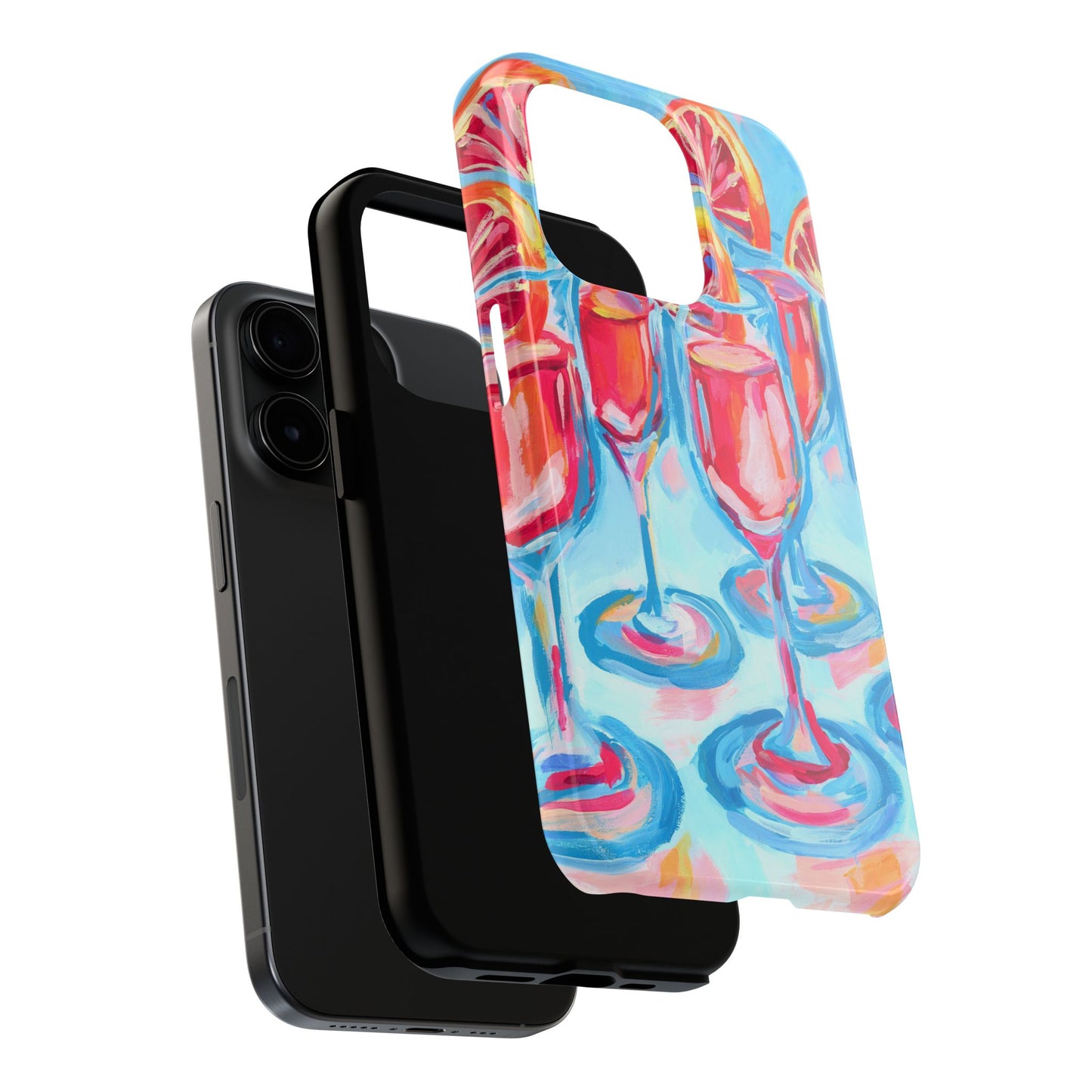 Pink Blood Orange Mimosas Blue Champagne Flute Acrylic Tough Phone Case | Various Models Available