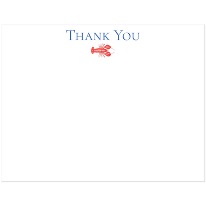 Thank You Red Lobster Illustrated Flat Notecards | Set of 10 Cards & Envelopes | 2 Sizes 4.25x5.5″ (SM)