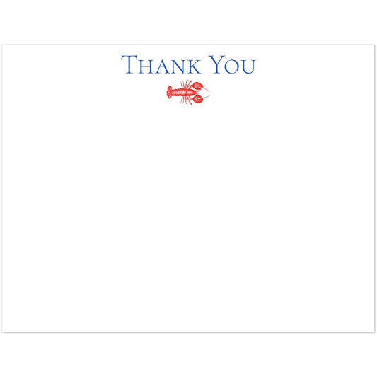 Thank You Red Lobster Illustrated Flat Notecards | Set of 10 Cards & Envelopes | 2 Sizes 4.25x5.5″ (SM)