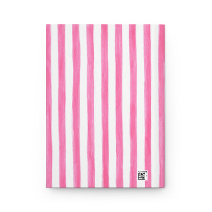Pink Watercolor Stripes Illustrated Hardcover Journal Matte 8"x 5.75"