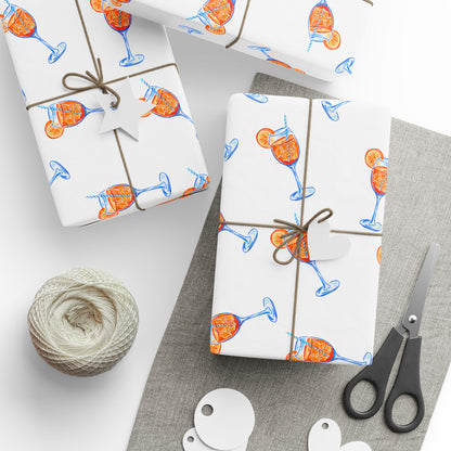 Aperol Spritz Gift Wrap Tossed Pattern | Matte or Glossy 30" x 180" Glossy