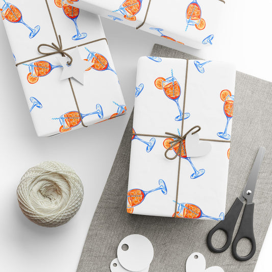 Aperol Spritz Gift Wrap Tossed Pattern | Matte or Glossy 30" x 180" Glossy