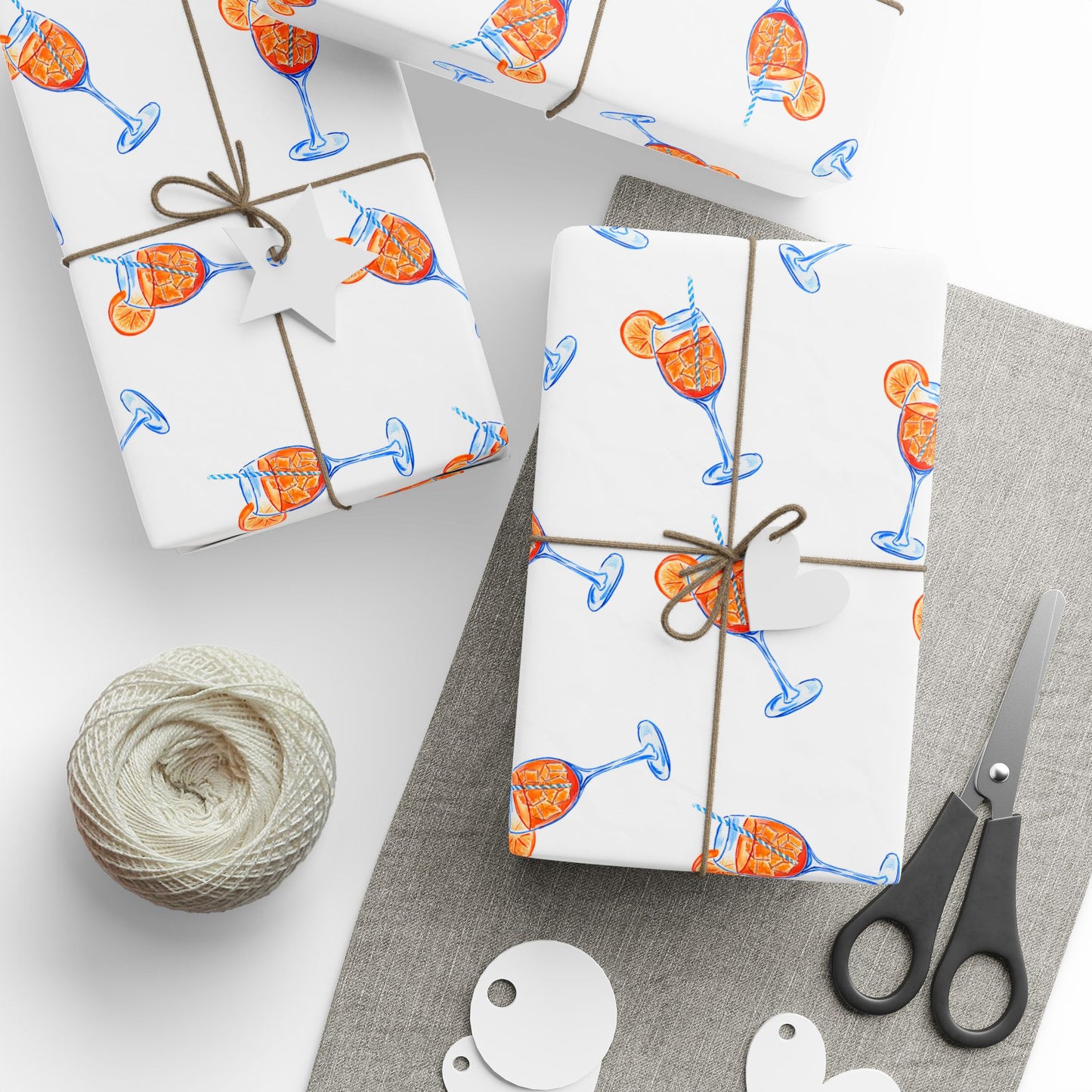 Aperol Spritz Gift Wrap Tossed Pattern | Matte or Glossy