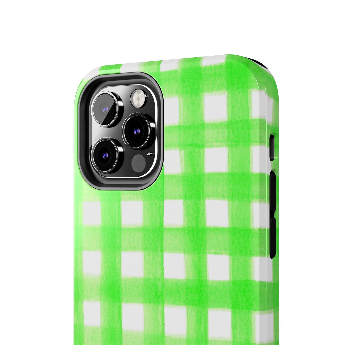 Lime Green Gingham Watercolor Illustrated Tough Phone Case | Various Models Available
