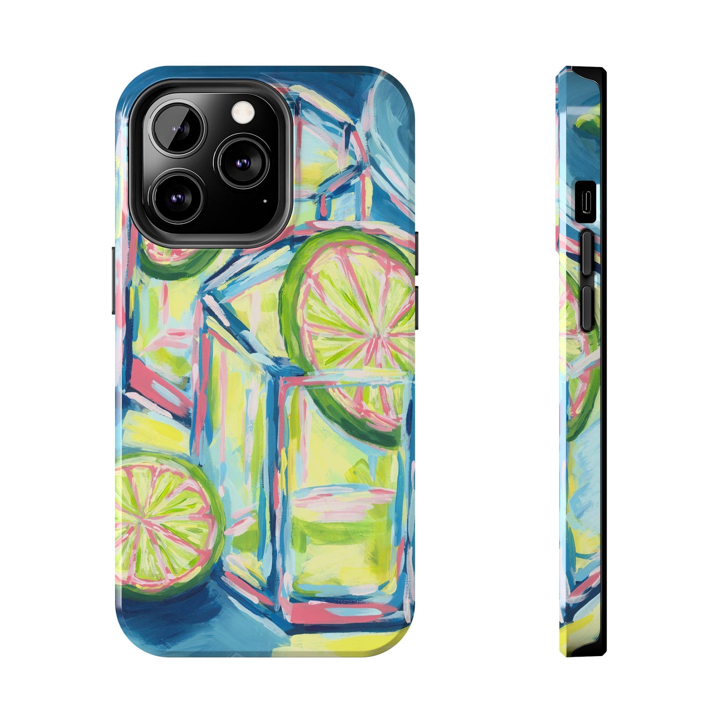 Pink Lime Green Yellow Margaritas Acrylic Tough Phone Case | Various Models Available