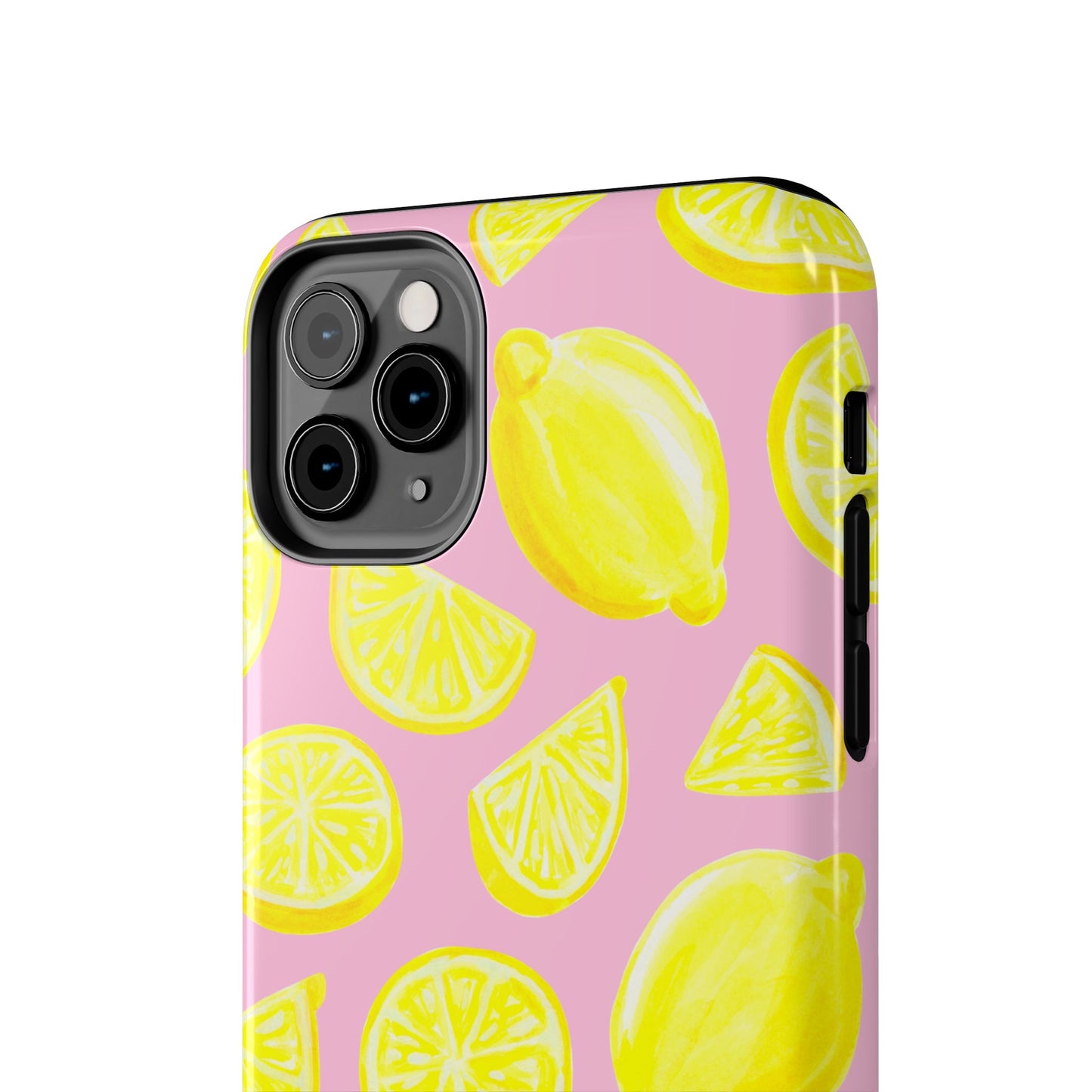 Bright Yellow Lemons Watercolor Illustrated Tossed Pattern Light Pink Tough Phone Case | Various Models