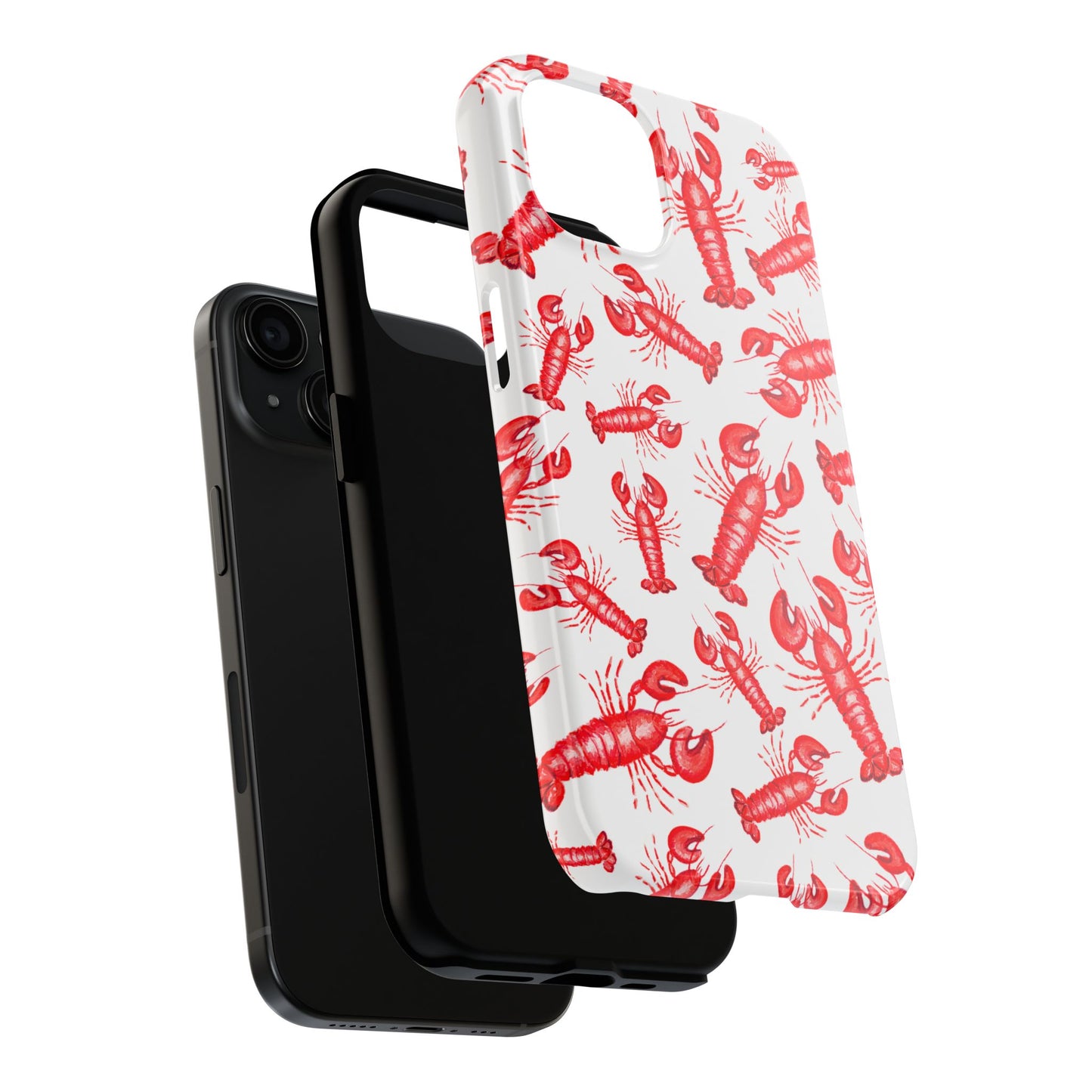 Watercolor Red Lobster Coastal Illustrated Patterned Tough Phone Case | Various Models