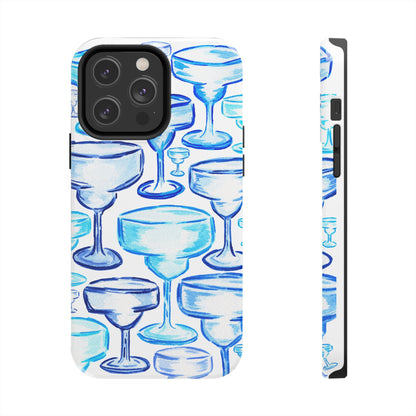 Coastal Shades of Blue Watercolor Margaritas Tough Phone Case | Various Models Available iPhone 14 Pro Max