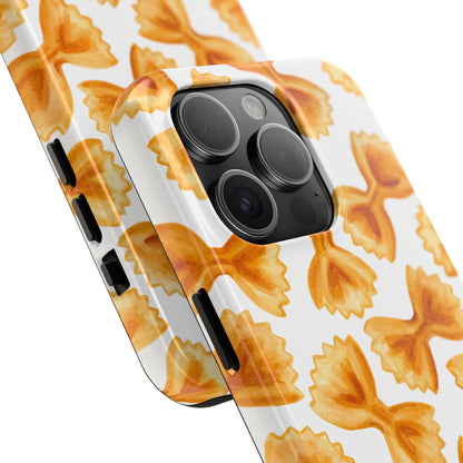 Tossed Farfalle Bow Tie Pasta Watercolor Illustrated White Tough Phone Case | Various Models