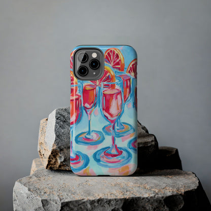 Pink Blood Orange Mimosas Blue Champagne Flute Acrylic Tough Phone Case | Various Models Available