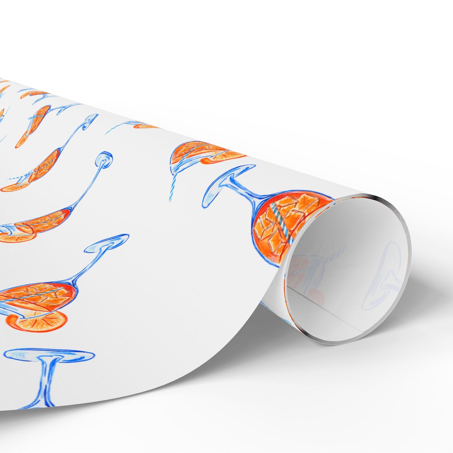 Aperol Spritz Gift Wrap Tossed Pattern | Matte or Glossy