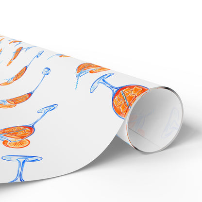 Aperol Spritz Gift Wrap Tossed Pattern | Matte or Glossy