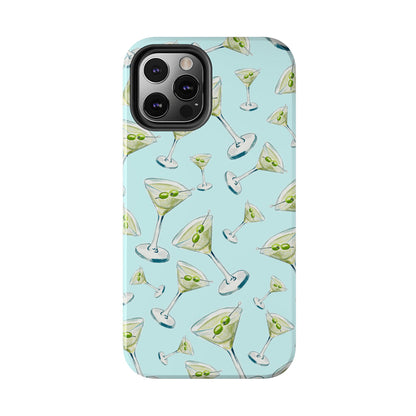 Watercolor Blue and Green Martinis Tossed Illustrated Pattern Turquoise Blue Tough Phone Case | Various Models